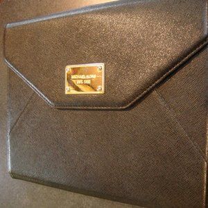 Michael Kors Black Leather Clutch Fits Apple iPad Air
